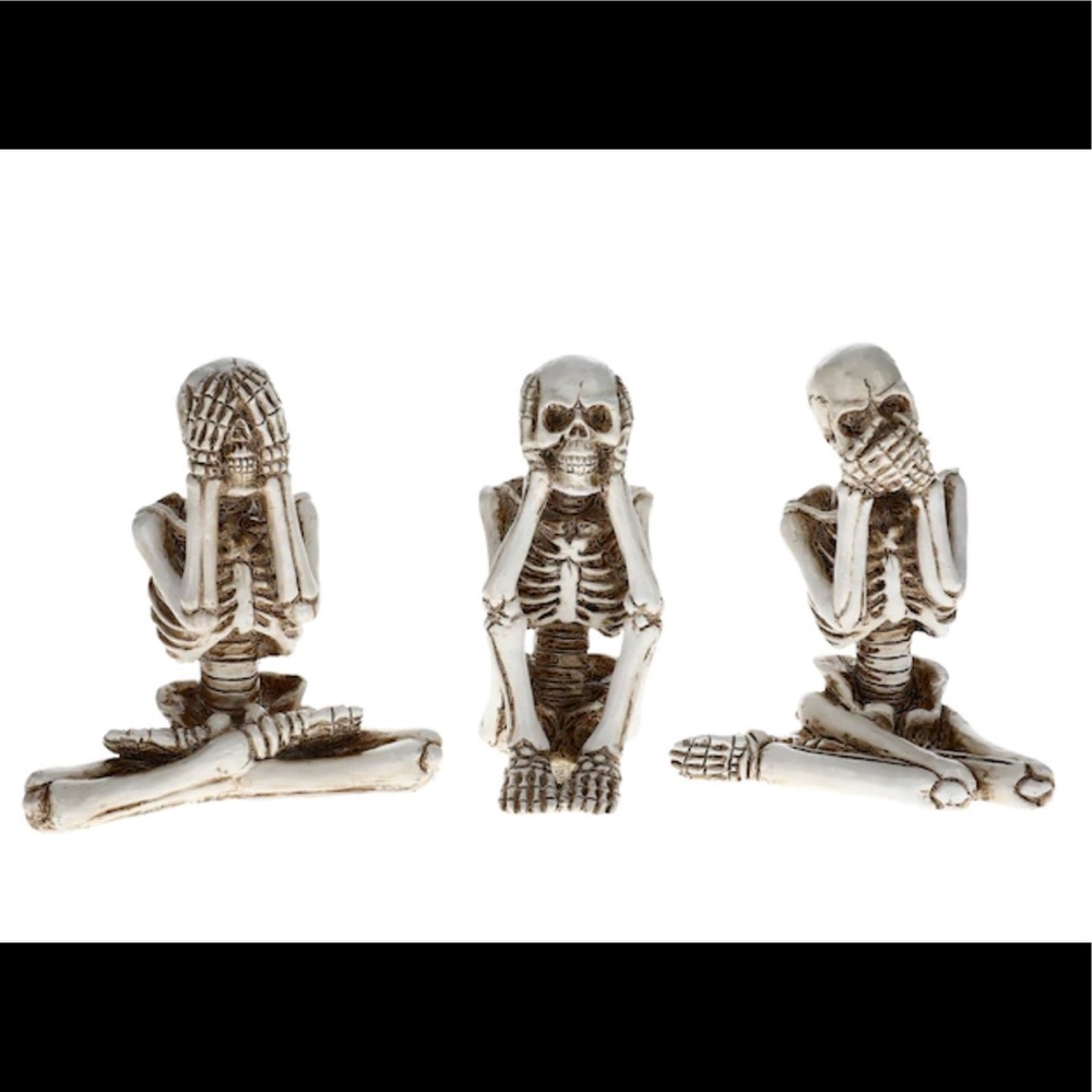 Set of 3: 4” Skeleton Decor (see no…hear no…speak no EVIL)